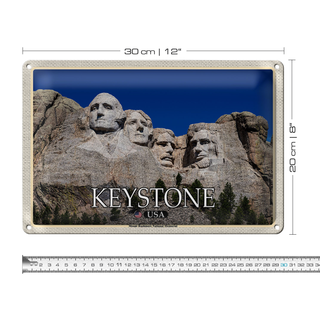 Blechschild Reise 30x20cm Keystone USA Mount Rushmore Memorial