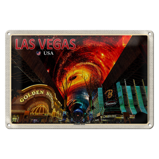 Blechschild Reise 30x20cm Las Vegas USA Fremont Street Casinos