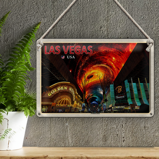 Blechschild Reise 30x20cm Las Vegas USA Fremont Street Casinos