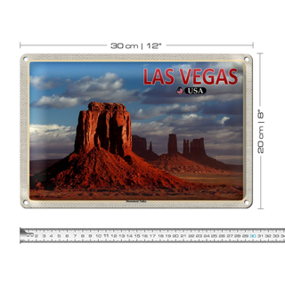 Blechschild Reise 30x20cm Las Vegas USA Monument Valley Hochebene