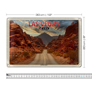 Blechschild Reise 30x20cm Las Vegas USA Red Rock Canyon