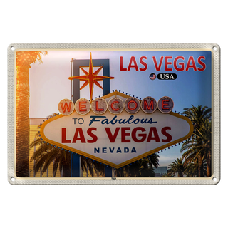 Blechschild Reise 30x20cm Las Vegas USA Sign Willkommensschild