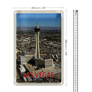 Blechschild Reise 20x30cm Las Vegas USA Stratosphere Tower