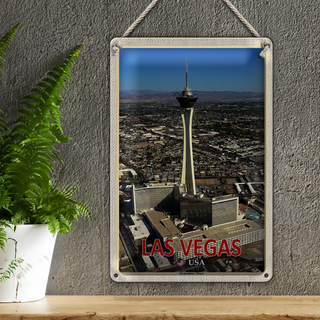 Blechschild Reise 20x30cm Las Vegas USA Stratosphere Tower