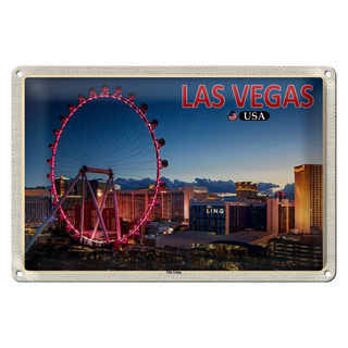 Blechschild Reise 30x20cm Las Vegas USA The Linq Riesenrad