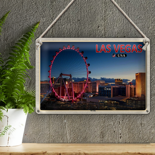 Blechschild Reise 30x20cm Las Vegas USA The Linq Riesenrad