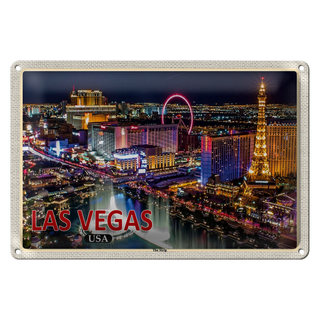 Blechschild Reise 30x20cm Las Vegas USA The Strip Casinos Hotel