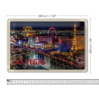 Blechschild Reise 30x20cm Las Vegas USA The Strip Casinos Hotel