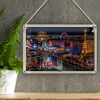 Blechschild Reise 30x20cm Las Vegas USA The Strip Casinos Hotel