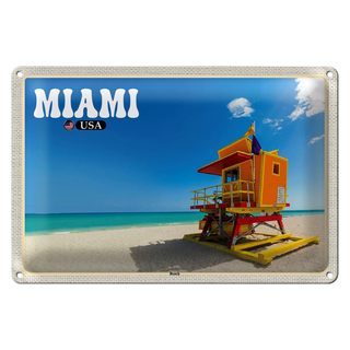 Blechschild Reise 30x20cm Miami USA Strand Meer Urlaub