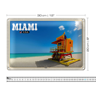 Blechschild Reise 30x20cm Miami USA Strand Meer Urlaub