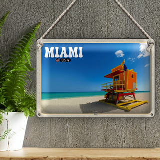 Blechschild Reise 30x20cm Miami USA Strand Meer Urlaub