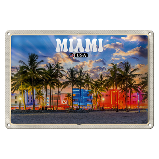 Blechschild Reise 30x20cm Miami USA Strand Palmen Urlaub