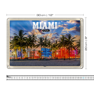 Blechschild Reise 30x20cm Miami USA Strand Palmen Urlaub