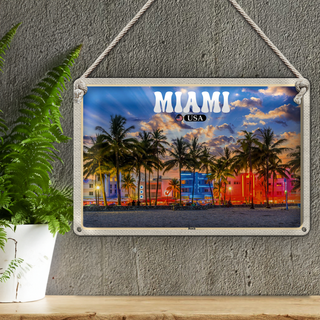 Blechschild Reise 30x20cm Miami USA Strand Palmen Urlaub