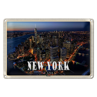 Blechschild Reise 30x20cm New York USA Big Apple Hochhäuser