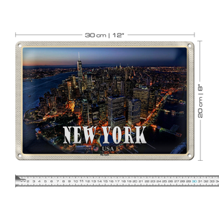Blechschild Reise 30x20cm New York USA Big Apple Hochhäuser