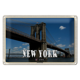 Blechschild Reise 30x20cm New York USA Brookly Bridge Brücke