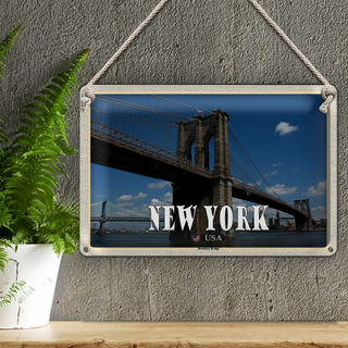 Blechschild Reise 30x20cm New York USA Brookly Bridge Brücke
