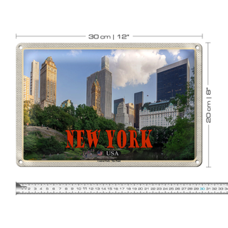 Blechschild Reise 30x20cm New York USA Central Park - The Pond See