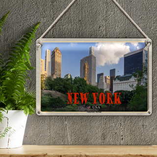 Blechschild Reise 30x20cm New York USA Central Park - The Pond See