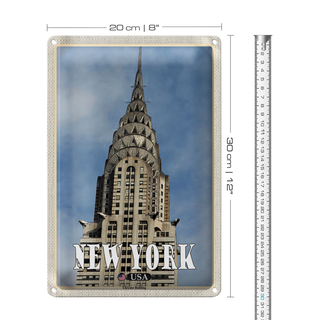 Blechschild Reise 20x30cm New York Chrysler Building Wolkenkratzer