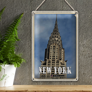 Blechschild Reise 20x30cm New York Chrysler Building Wolkenkratzer