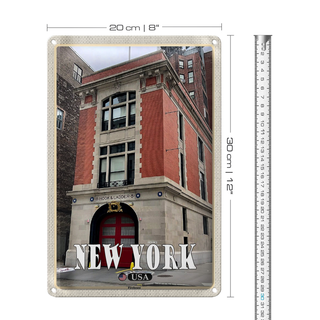 Blechschild Reise 20x30cm New York USA Firehouse