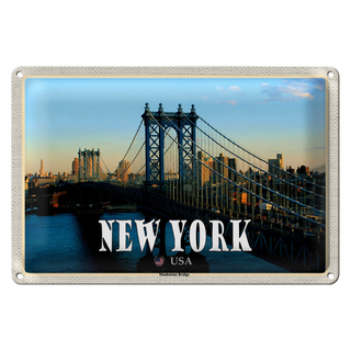 Blechschild Reise 30x20cm New York USA Manhattan Bridge Brücke
