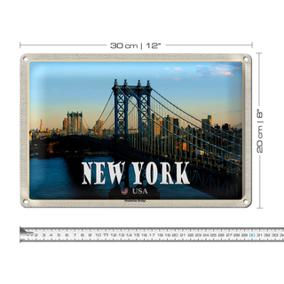 Blechschild Reise 30x20cm New York USA Manhattan Bridge Brücke