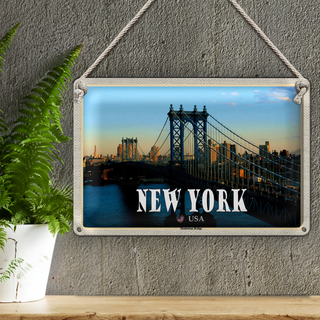 Blechschild Reise 30x20cm New York USA Manhattan Bridge Brücke