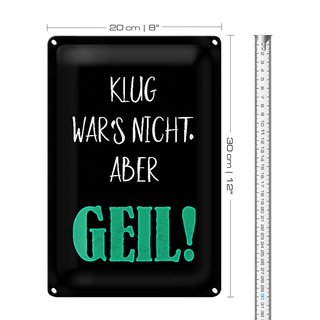 Blechschild Spruch 20x30cm klug war nicht aber geil