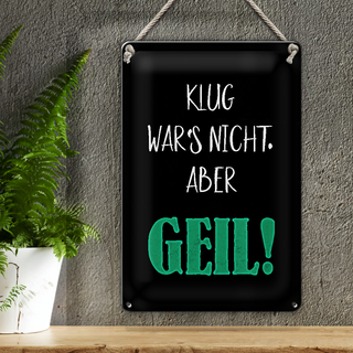 Blechschild Spruch 20x30cm klug war nicht aber geil