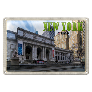 Blechschild Reise 30x20cm New York USA Public Library Bibliothek