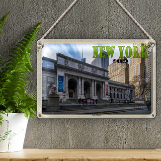 Blechschild Reise 30x20cm New York USA Public Library Bibliothek