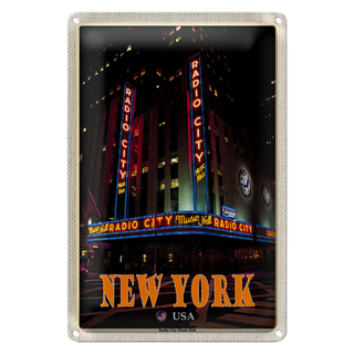 Blechschild Reise 20x30cm New York USA Radio City Music Hall