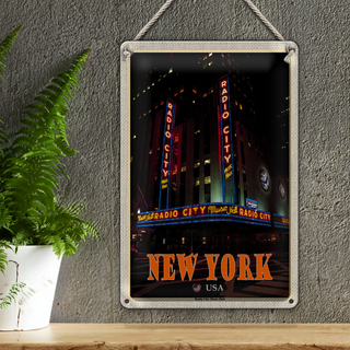 Blechschild Reise 20x30cm New York USA Radio City Music Hall