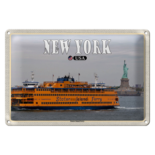 Blechschild Reise 30x20cm New York USA Staten Island Ferry Fähre
