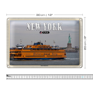 Blechschild Reise 30x20cm New York USA Staten Island Ferry Fähre
