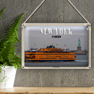 Blechschild Reise 30x20cm New York USA Staten Island Ferry Fähre
