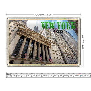 Blechschild Reise 30x20cm New York USA Stock Exchange Börse