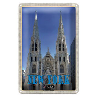 Blechschild Reise 20x30cm New York USA St. Patrick's Cathedral