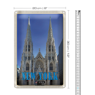 Blechschild Reise 20x30cm New York USA St. Patrick's Cathedral