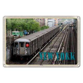 Blechschild Reise 30x20cm New York USA Subway U-Bahn tin