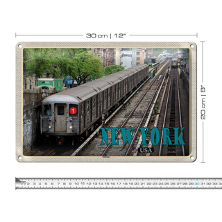 Blechschild Reise 30x20cm New York USA Subway U-Bahn tin