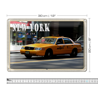 Blechschild Reise 30x20cm New York USA Taxi Straßen