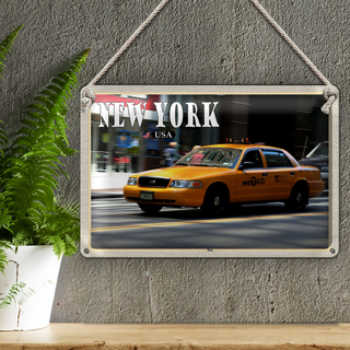 Blechschild Reise 30x20cm New York USA Taxi Straßen
