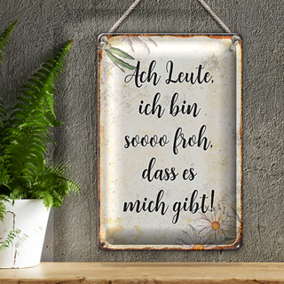 Blechschild Spruch 20x30cm Ach Leute ich bin soo froh