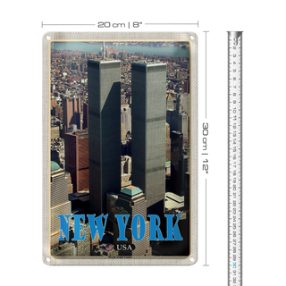 Blechschild Reise 20x30cm New York USA World Trade Center