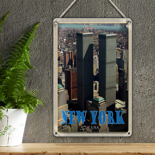 Blechschild Reise 20x30cm New York USA World Trade Center